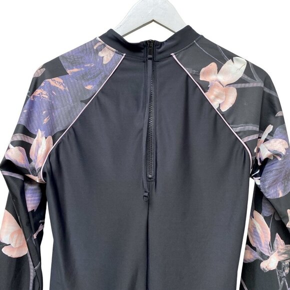 All in Motion Rashguard Top M-XL Black Floral Beach Shirt Stretch - Picture 4 of 9